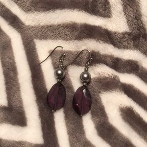 Purple silver earrings